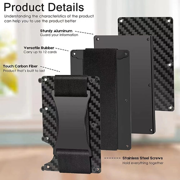 Credit Card Holder Wallets RFID Blocking Slim Metal Card Clip, Color: Carbon Fiber Pattern