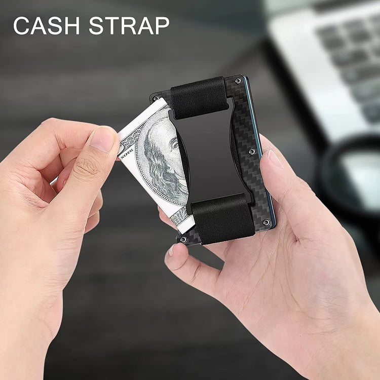 Credit Card Holder Wallets RFID Blocking Slim Metal Card Clip, Color: Black Forging Carbon
