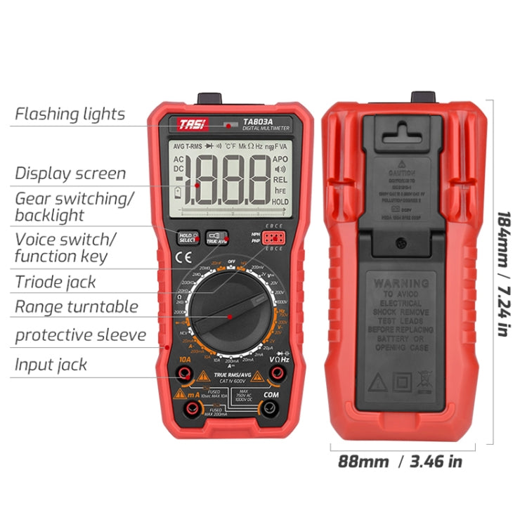 TASI TA803A Digital High Precision Multimeter Digital Display Household Multifunction Electrician Multimeter