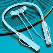 Wireless Hanging Neck Long Battery Life Sports Binaural Bluetooth Headset(Blue OPP Bag)