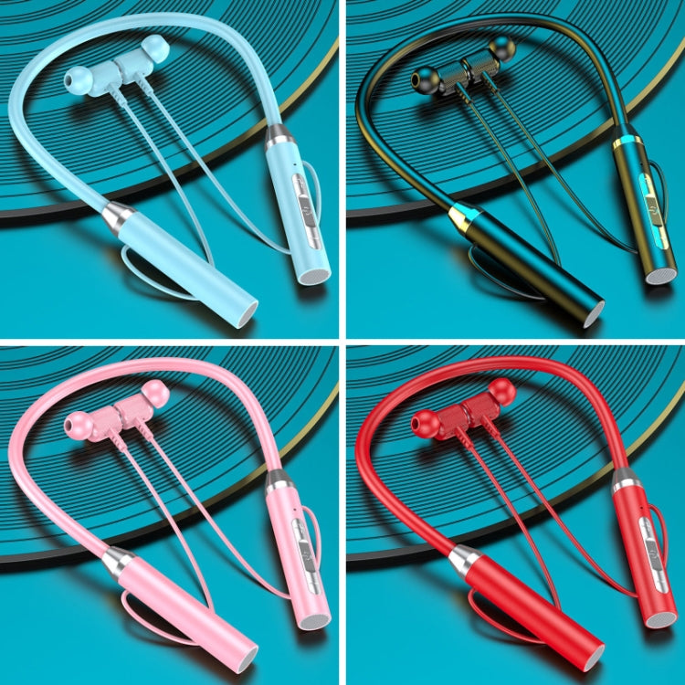 Wireless Hanging Neck Long Battery Life Sports Binaural Bluetooth Headset(Pink OPP Bag)
