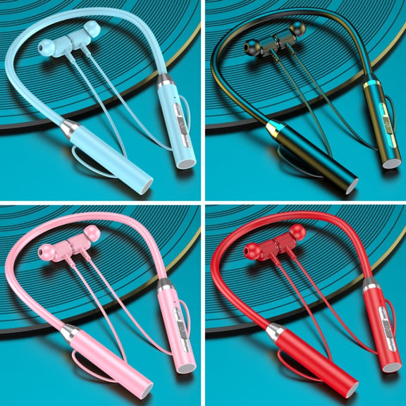 Wireless Hanging Neck Long Battery Life Sports Binaural Bluetooth Headset(Pink OPP Bag)