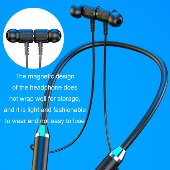 Wireless Hanging Neck Long Battery Life Sports Binaural Bluetooth Headset(Black OPP Bag)