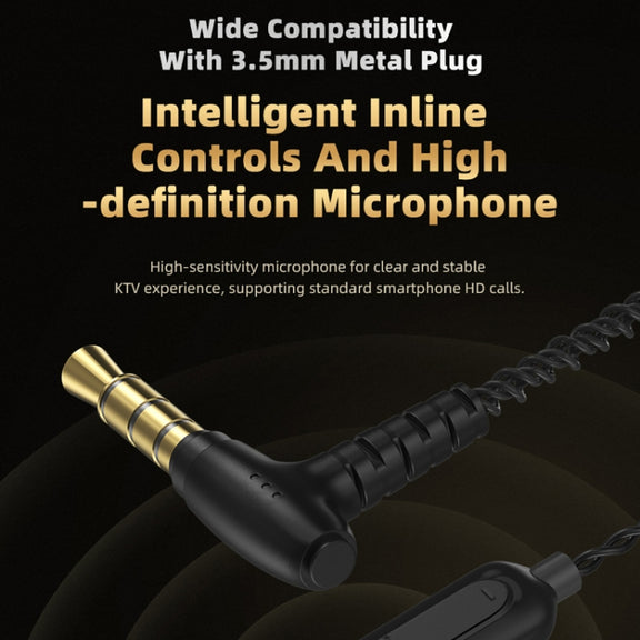 CVJ In-Ear Wired Gaming Earphone, Color: With Mic Black