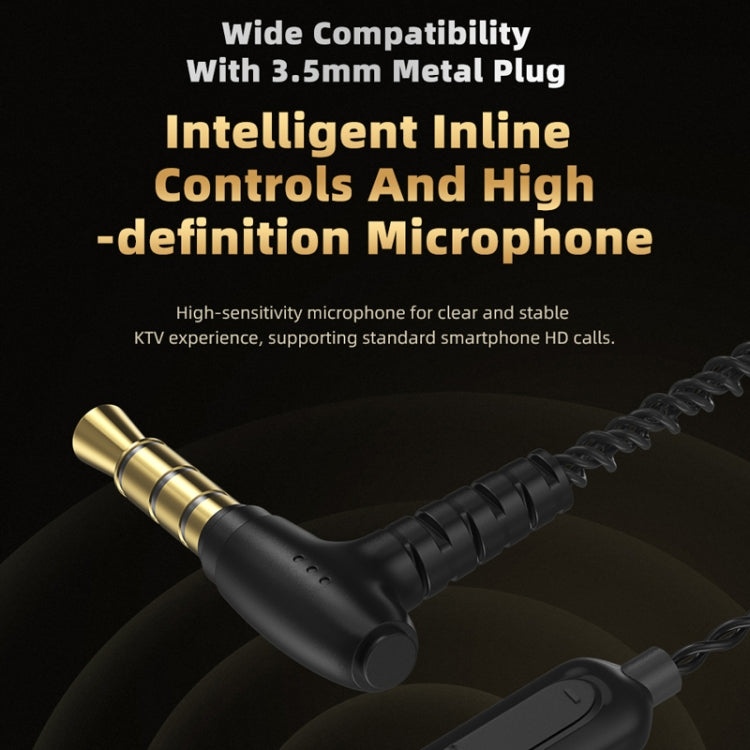 CVJ In-Ear Wired Gaming Earphone, Color: With Mic Black