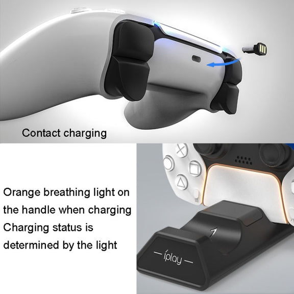 iplay HBP-263 For PS5 Handle Dual Seat Charging Support(Black)