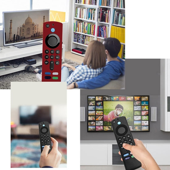 2pcs Remote Control Case For Amazon Fire TV Stick 2021 ALEXA 3rd Gen With Airtag Holder(Red)