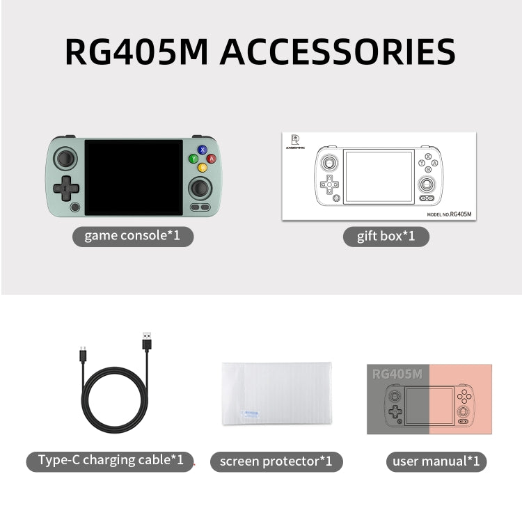ANBERNIC RG405M Handheld Game Console 4 Inch IPS Touch Screen Aluminum Alloy Android 12 System  128G+256G 4000+Games(Black)