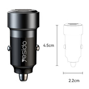 Yesido Y54 With 8 Pin To Type-C/USB-C Line Car Charger QC3.0+PD30W Type-C/USB-C+USB Dual Port Quick Charge(Black)