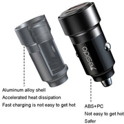 Yesido Y54 With 8 Pin To Type-C/USB-C Line Car Charger QC3.0+PD30W Type-C/USB-C+USB Dual Port Quick Charge(Black)