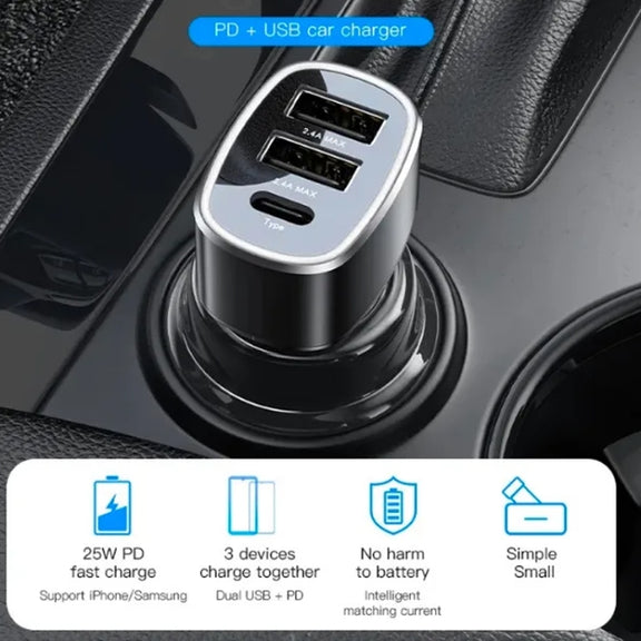Yesido Y47 49W Double USB+Type-C/USB-C Port Car Fast Charger(Black)