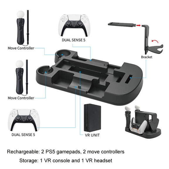 Iplay For PS5/Move/VR Multifunctional Storage Stand Charging Base(White)