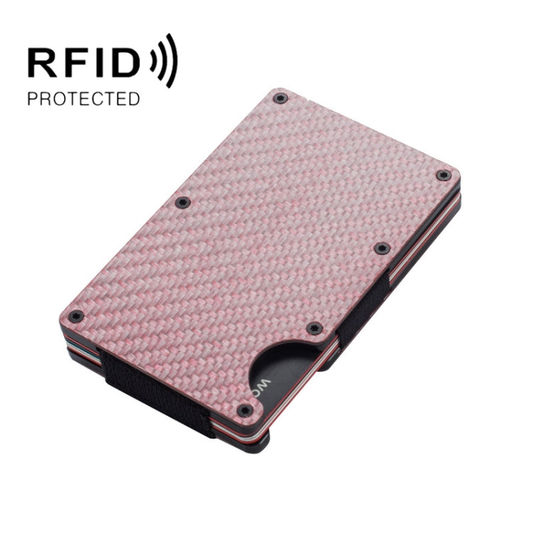 RFID Carbon Fiber Metal Card Holder Multifunctional  Anti-theft Credit Card Box(Red)