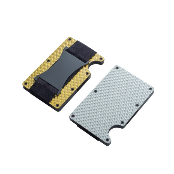 RFID Carbon Fiber Metal Card Holder Multifunctional  Anti-theft Credit Card Box(Silver)