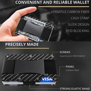 RFID Carbon Fiber Metal Card Holder Multifunctional  Anti-theft Credit Card Box(Blue)