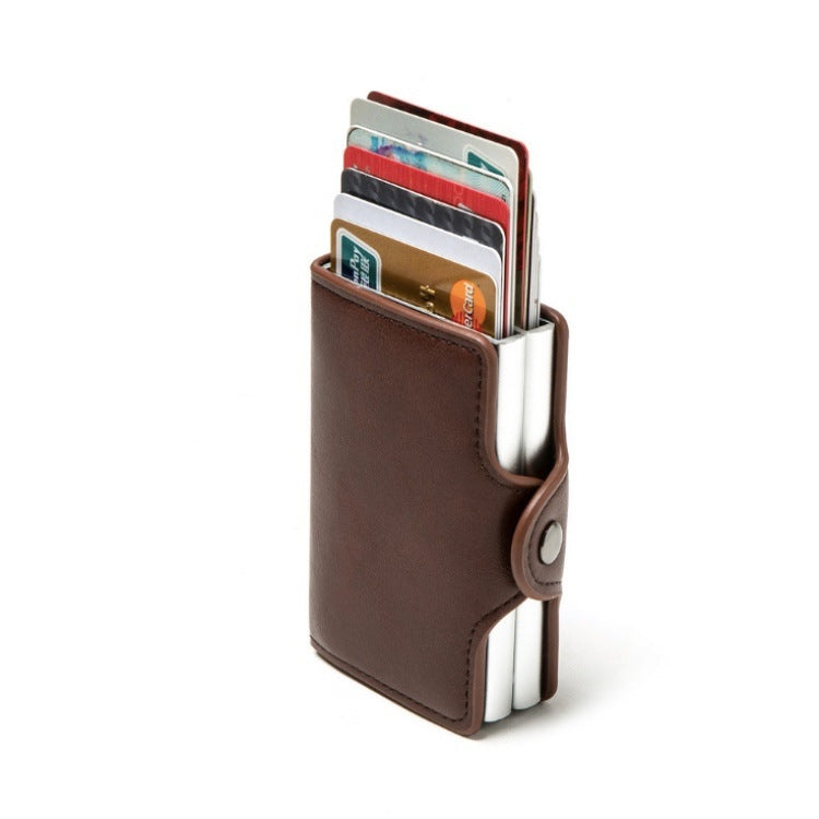 Automatic Pop-up Card Holder Metal Card Box RFID Credit Card Bank Card Box Wallet(Red)
