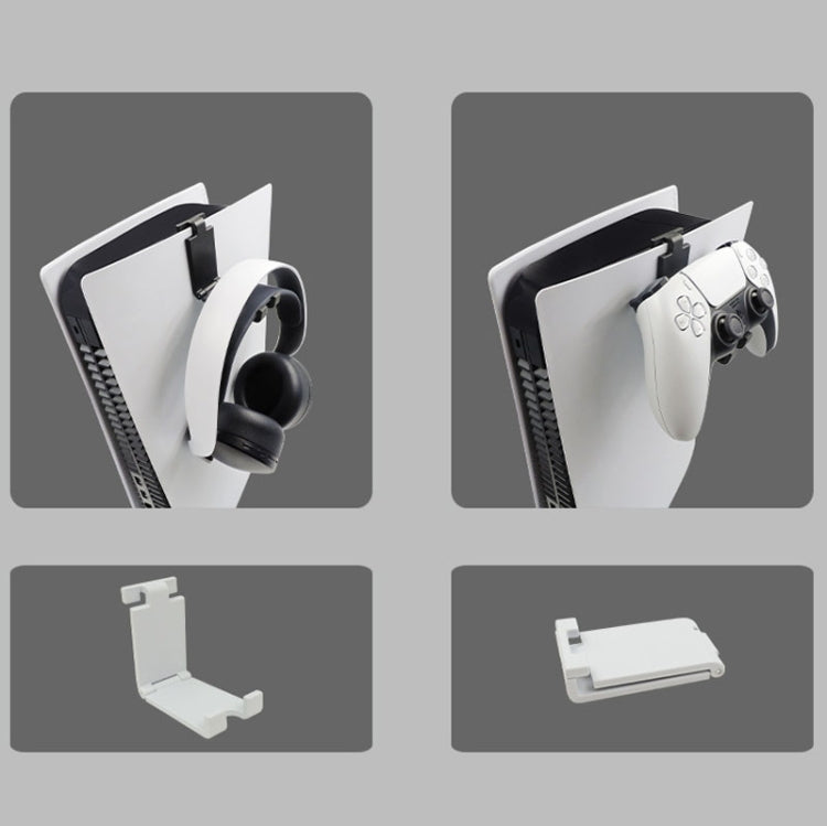 iplay HBP-266 For Sony PS5 Game Console Headphone Storage Side Rack Gamepad Hanger(White)