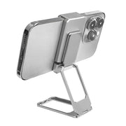 Back Clip Double Ring Magnetic Metal Folding Phone Bracket Desktop Lazy Ring Phone Holder(Silver)