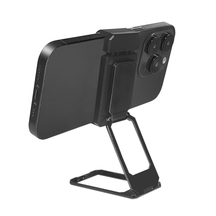 Back Clip Double Ring Magnetic Metal Folding Phone Bracket Desktop Lazy Ring Phone Holder(Black)