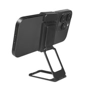 Back Clip Double Ring Magnetic Metal Folding Phone Bracket Desktop Lazy Ring Phone Holder(Black)