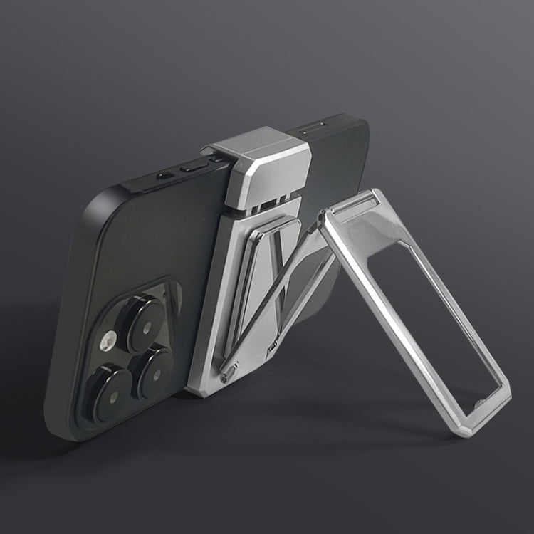 Back Clip Double Ring Magnetic Metal Folding Phone Bracket Desktop Lazy Ring Phone Holder(Black)