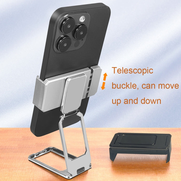 Back Clip Double Ring Magnetic Metal Folding Phone Bracket Desktop Lazy Ring Phone Holder(Black)