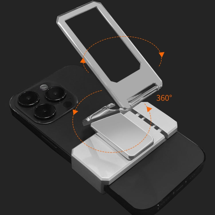 Back Clip Double Ring Magnetic Metal Folding Phone Bracket Desktop Lazy Ring Phone Holder(Black)