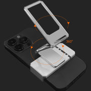 Back Clip Double Ring Magnetic Metal Folding Phone Bracket Desktop Lazy Ring Phone Holder(Black)