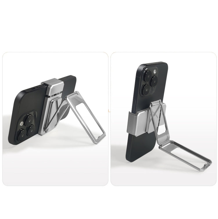 Back Clip Double Ring Magnetic Metal Folding Phone Bracket Desktop Lazy Ring Phone Holder(Black)