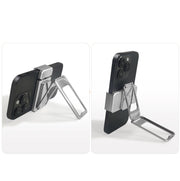 Back Clip Double Ring Magnetic Metal Folding Phone Bracket Desktop Lazy Ring Phone Holder(Black)