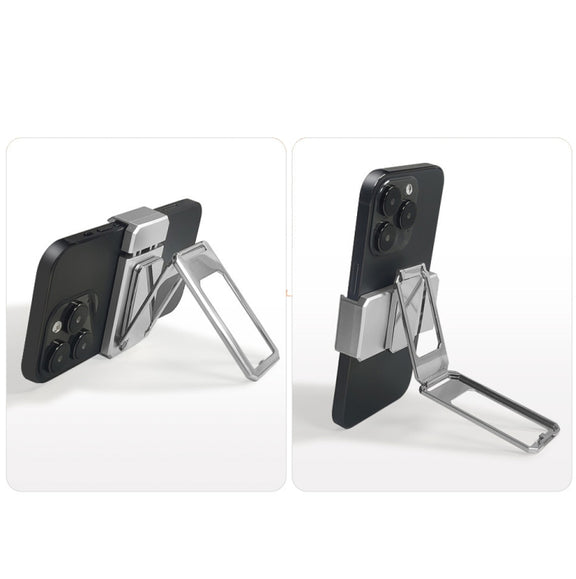 Back Clip Double Ring Magnetic Metal Folding Phone Bracket Desktop Lazy Ring Phone Holder(Black)