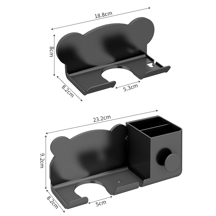 For Dyson Hair Dryer Wall-Mounted Holder Bathroom Shelf Storage Rack, Style: 3pcs Simple  Black
