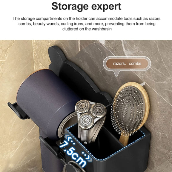 For Dyson Hair Dryer Wall-Mounted Holder Bathroom Shelf Storage Rack, Style: Upgrade Gray