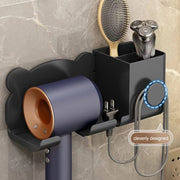 For Dyson Hair Dryer Wall-Mounted Holder Bathroom Shelf Storage Rack, Style: Upgrade Black
