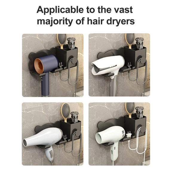 For Dyson Hair Dryer Wall-Mounted Holder Bathroom Shelf Storage Rack, Style: Upgrade Black