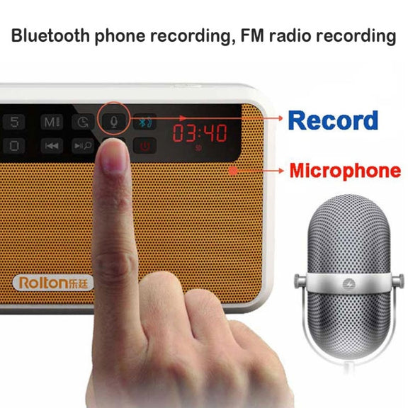 Rolton E500 Bluetooth Speaker 2.1-Channel Built-In Microphone Supports FM Radio(Orange)