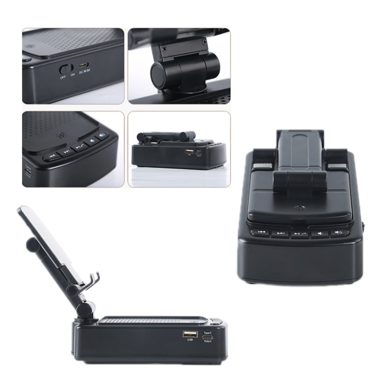 3 in 1 Multi-functional Desktop Mobile Phone Telescopic Bracket Bluetooth Audio(Black)