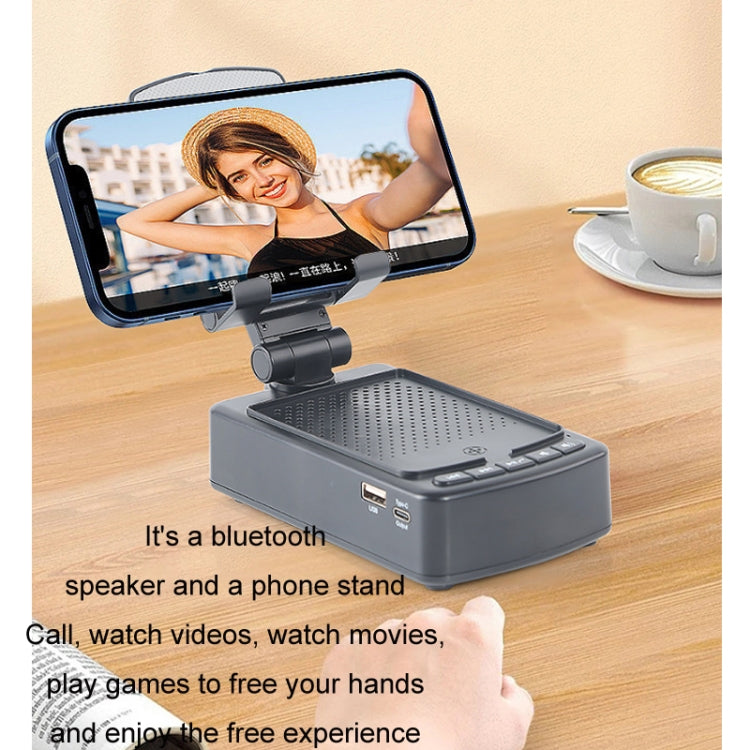 3 in 1 Multi-functional Desktop Mobile Phone Telescopic Bracket Bluetooth Audio(Black)