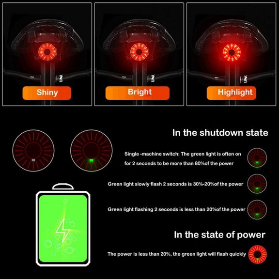WEST BIKING Bicycle USB Charging Smart Brake Sensor Warning Tail Light(Cushion)