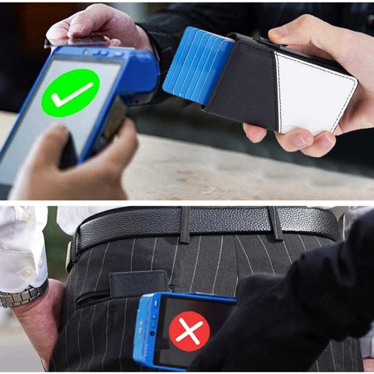 Baellerry RFID Anti-theft Aluminum Box Leather Wallet Side Push Contrasting Antimagnetic Card Holder(Green)