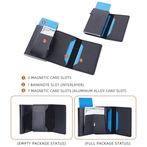 Baellerry RFID Anti-theft Aluminum Box Leather Wallet Side Push Contrasting Antimagnetic Card Holder(Green)