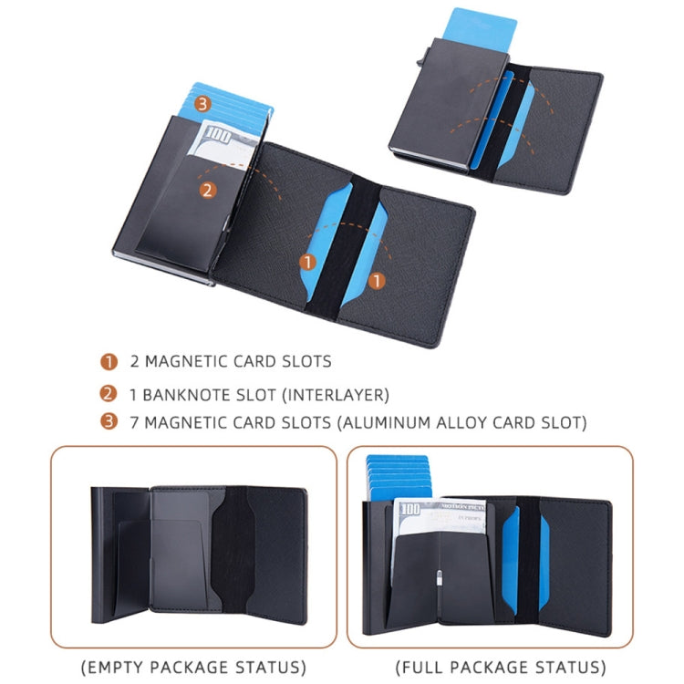 Baellerry RFID Anti-theft Aluminum Box Leather Wallet Side Push Contrasting Antimagnetic Card Holder(Green)