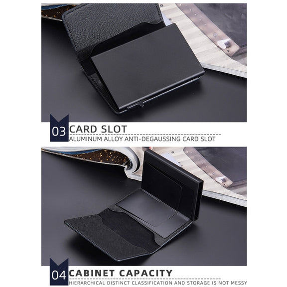 Baellerry RFID Anti-theft Aluminum Box Leather Wallet Side Push Contrasting Antimagnetic Card Holder(Green)