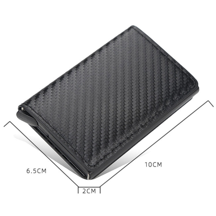 Baellerry RFID Anti-theft Plaid Leather Wallet Metal Aluminum Box Automatic Eject Type Card Holder(Dark Brown)