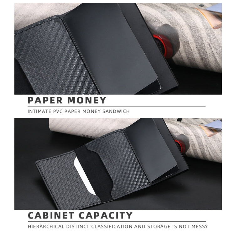 Baellerry RFID Anti-theft Plaid Leather Wallet Metal Aluminum Box Automatic Eject Type Card Holder(Dark Brown)