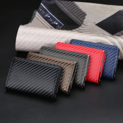 Baellerry RFID Anti-theft Plaid Leather Wallet Metal Aluminum Box Automatic Eject Type Card Holder(Dark Brown)
