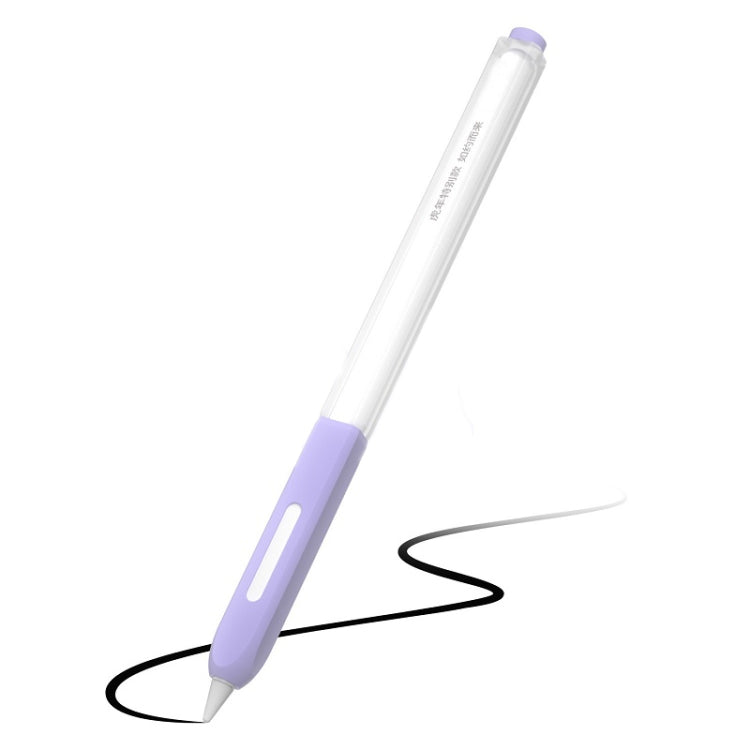 For Apple Pencil 2 Non-Slip Anti-Fall Translucent Segmented Pen Case(Lavender Purple)