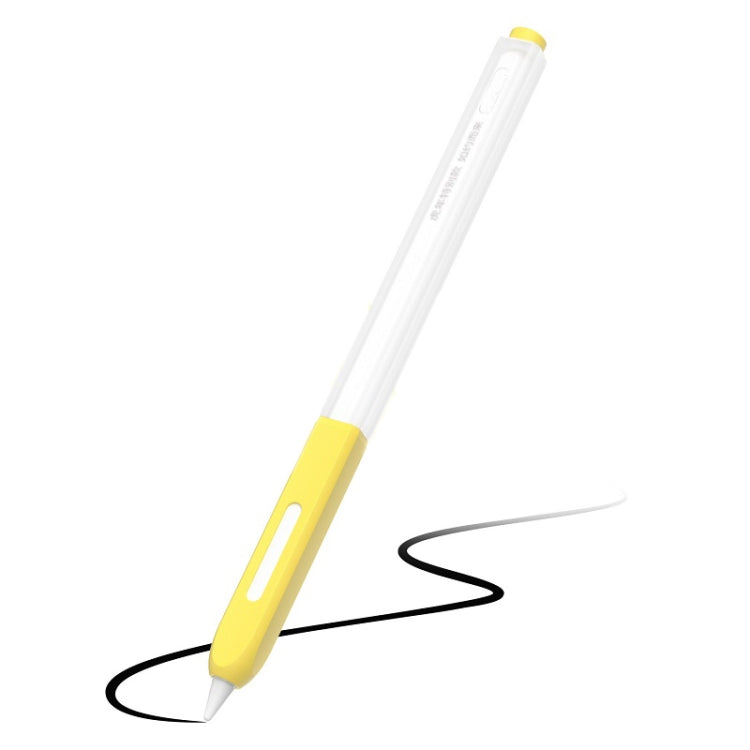 For Apple Pencil 2 Non-Slip Anti-Fall Translucent Segmented Pen Case(Lemon Yellow)