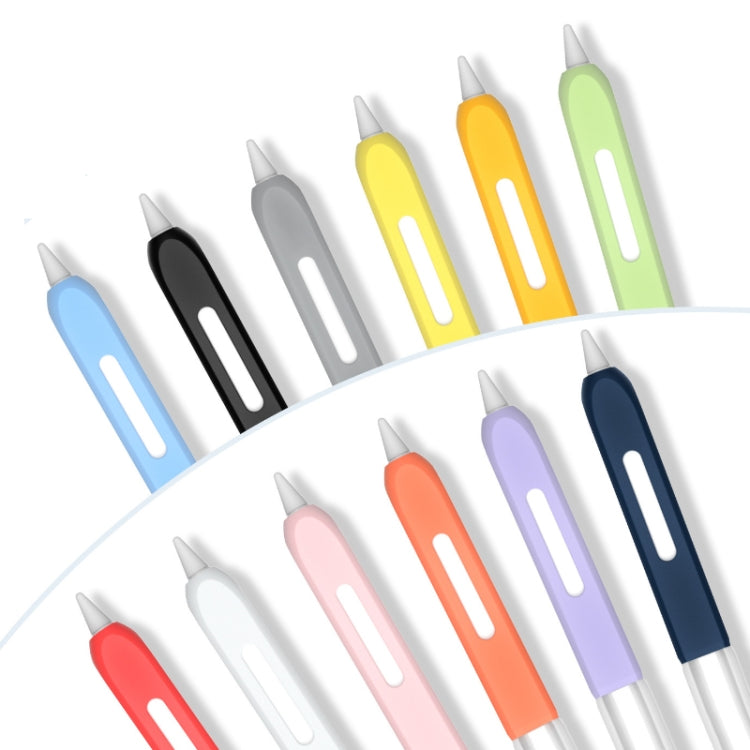 For Apple Pencil 2 Non-Slip Anti-Fall Translucent Segmented Pen Case(Crescent White)