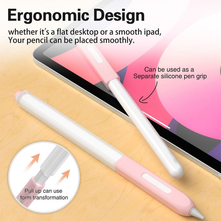For Apple Pencil 2 Non-Slip Anti-Fall Translucent Segmented Pen Case(Crescent White)